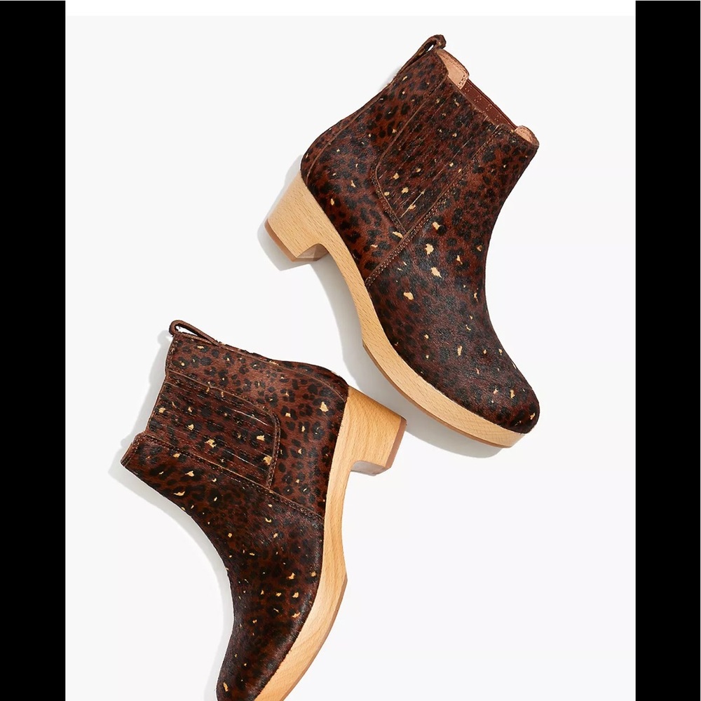 Madewell Clog Boots Mini Leopard Calf Hair